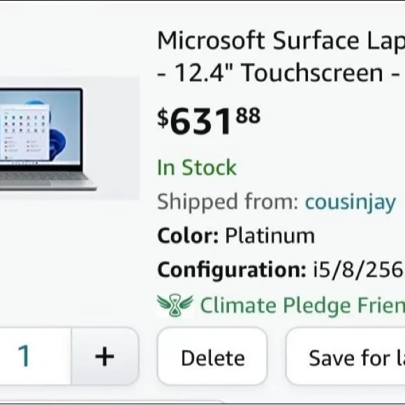 Microsoft Surface Laptop GO- 12.4 Touchscreen - Intel..